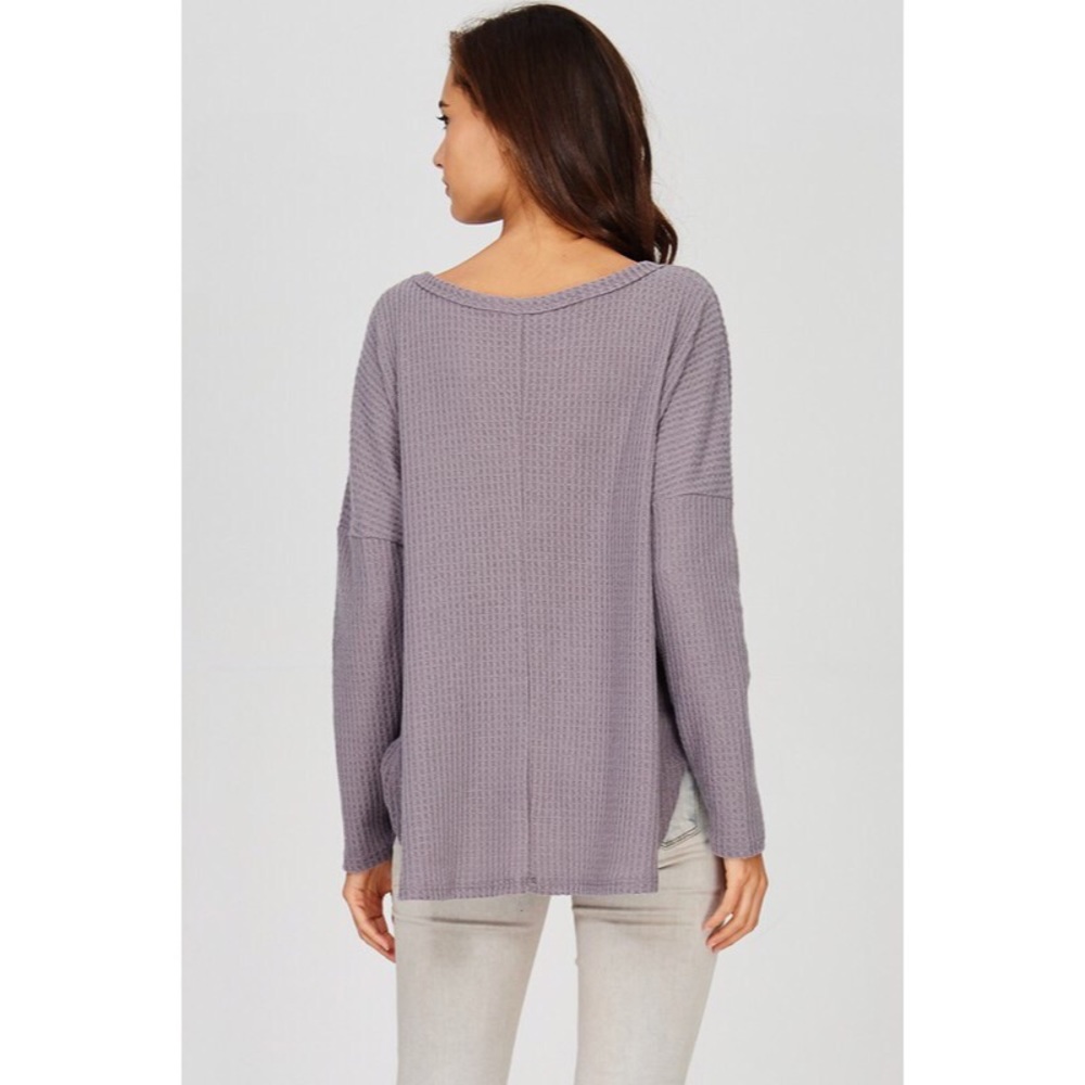 >LAST<< Alyssa Long Sleeve Thermal Knit - Purple - Picture 2 of 5